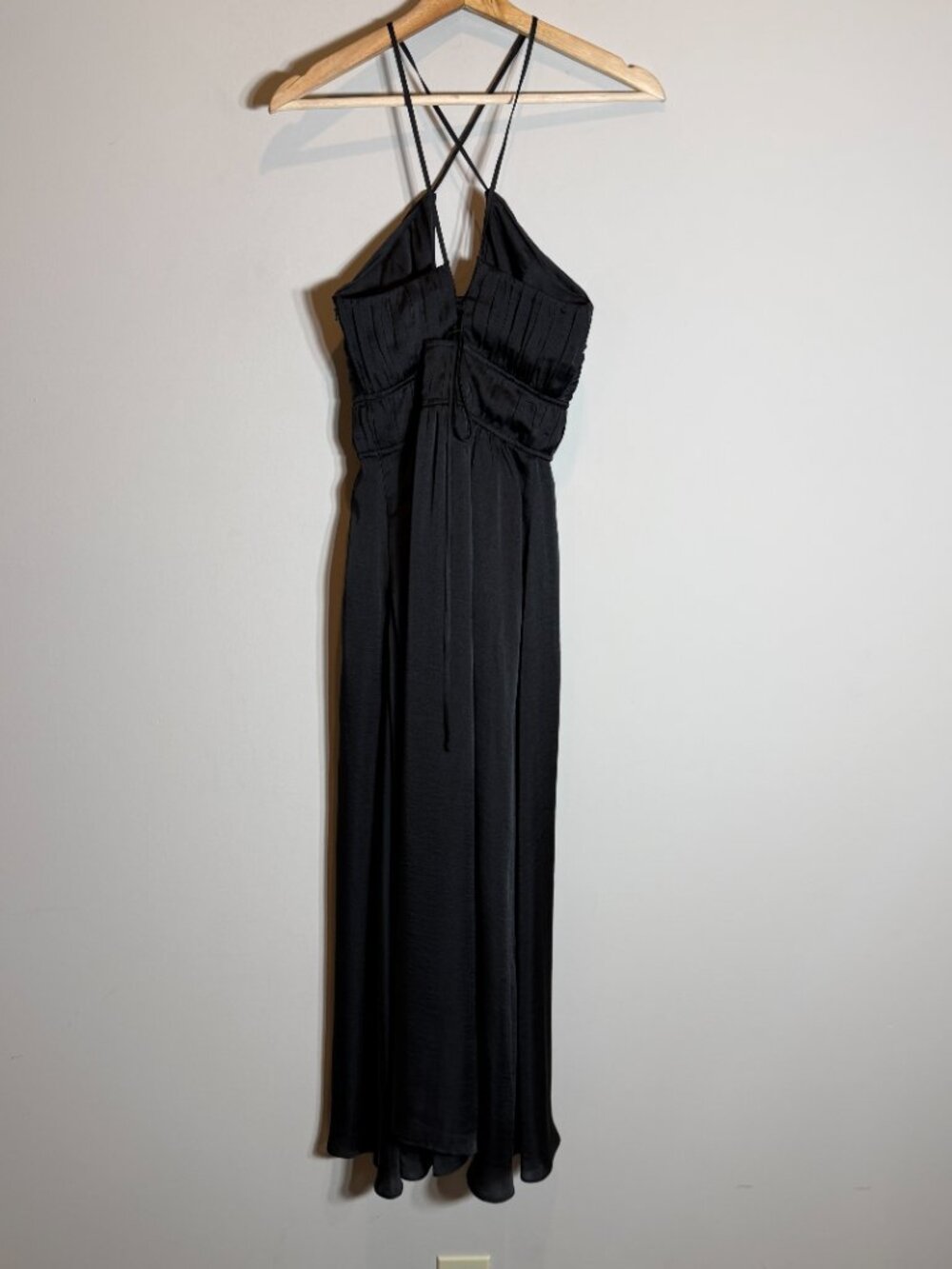 Boden Ruched Bust Satin Maxi Dress Women's 4P Petite Black Formal Cocktail Party - Picture 11 of 16